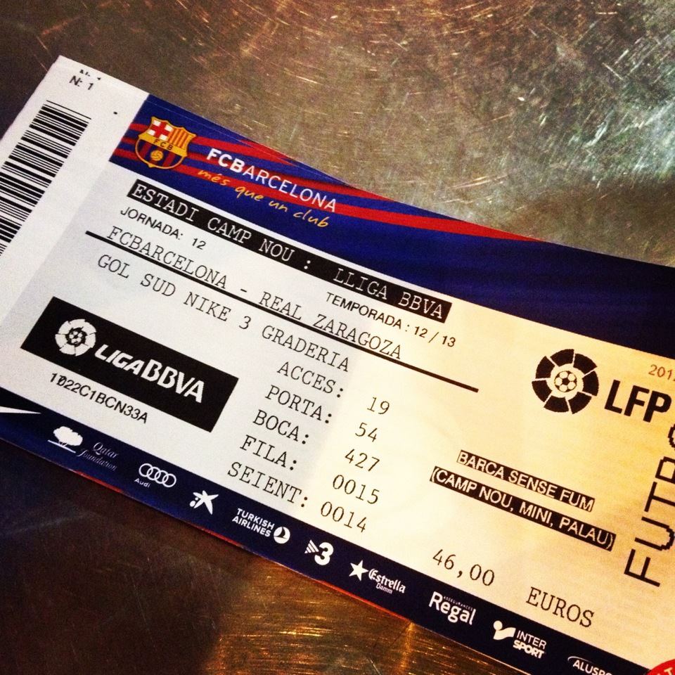 Barca ticket. Как выглядит билет матч Барселоны.